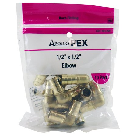 Apollo Pex 1/2 in. Brass PEX Barb 90 Elbow (10-Pack), 10PK APXE121210PK